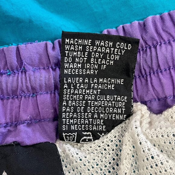 Vintage 80s Swim Trunks Shorts Converse Magic Johnson Collab L Teal Purple Lined - Picture 9 of 14
